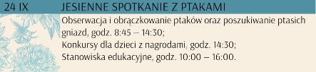 jesienne spotkanie z ptakami harmonogram