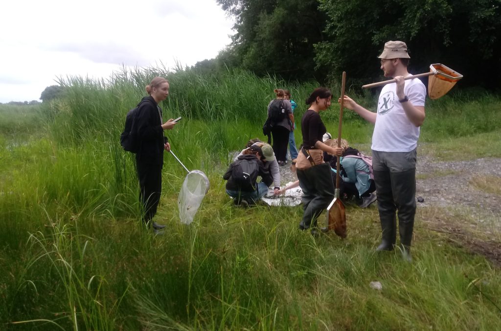 studenci biologii na zajęciach z różnorodności zwierząt nad Stawem Jaskółczym