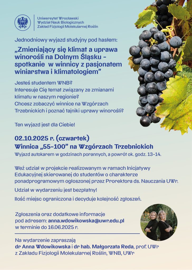 plakat wyjazdu studyjnego do winnicy